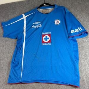 2006-2008 Umbro Cruz Azul Football Jersey Mens XL Blue Coca Cola Sportswear RARE